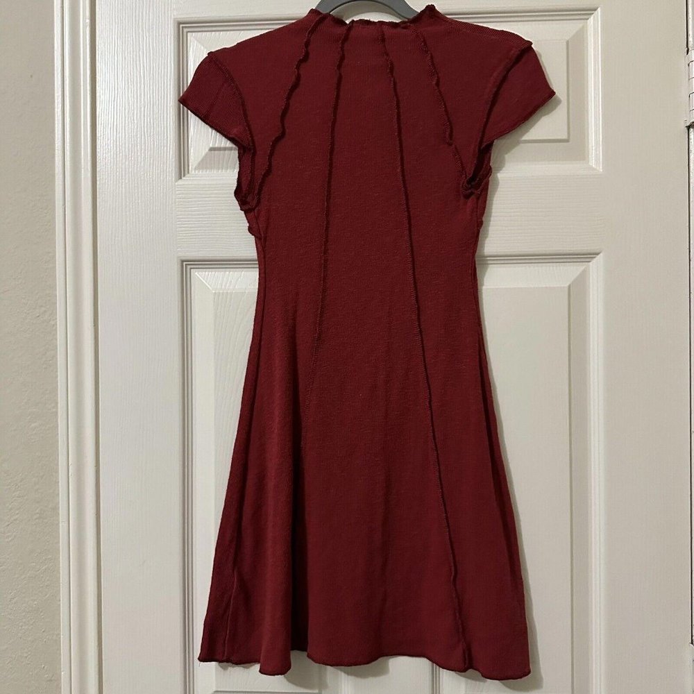 Urban Outfitters UO Rishe Red Exposed Seamed Mini Short Sleeve Dress Sz S Small - Picture 9 of 14